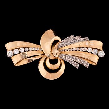 1276. An A. Tillander gold and diamond brooch, 1948.