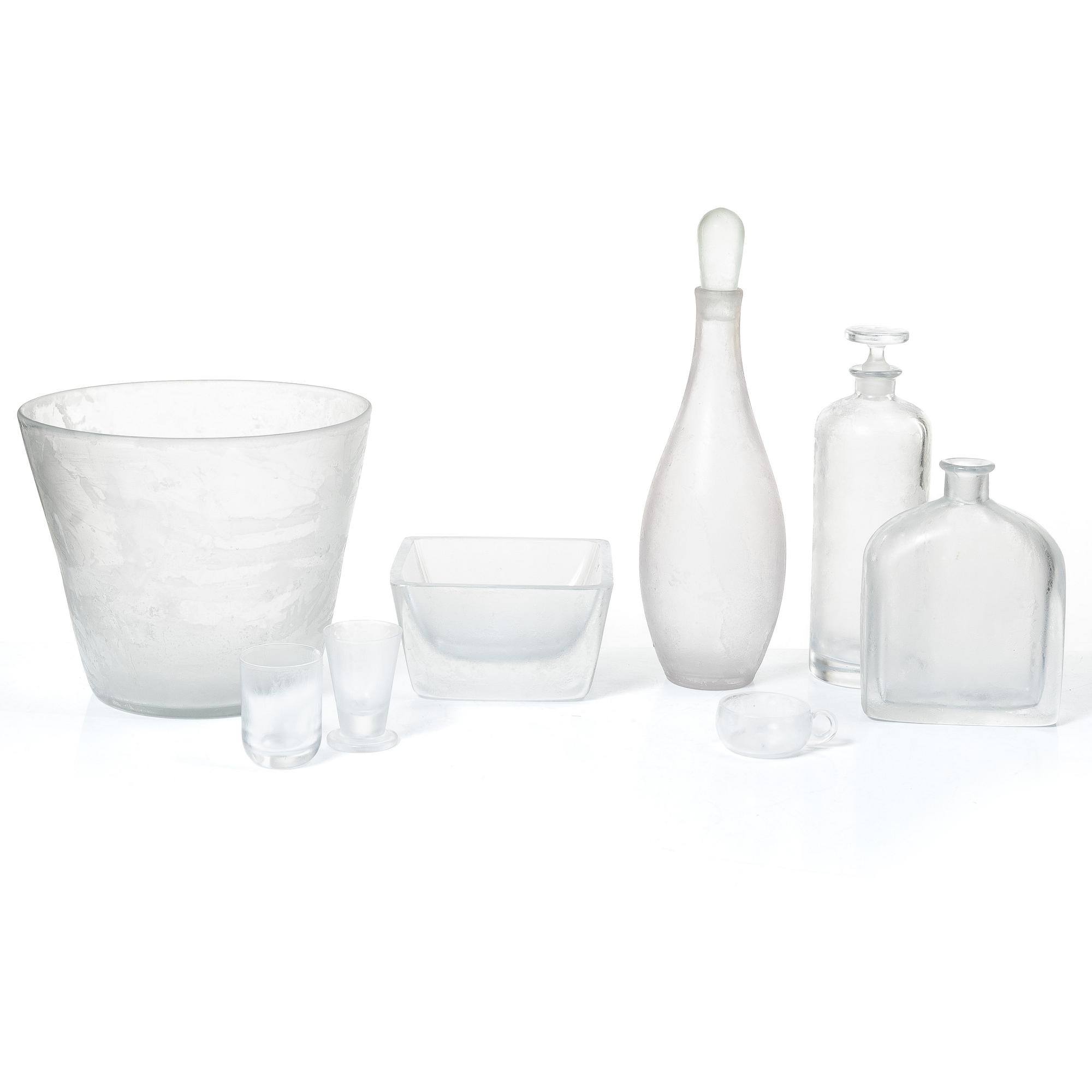 Vicke Lindstrand, servisdelar, 26st, glas, "Iced", Orrefors.