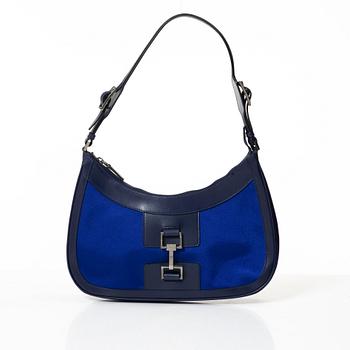 Gucci, a blue leather and fabric bag.