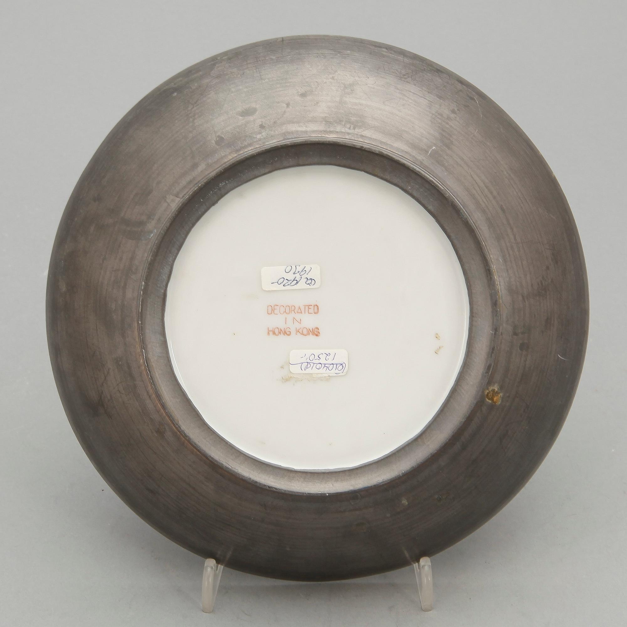 FAT, porslin, tennmontering, märkt Hong Kong, 1920-30-tal.