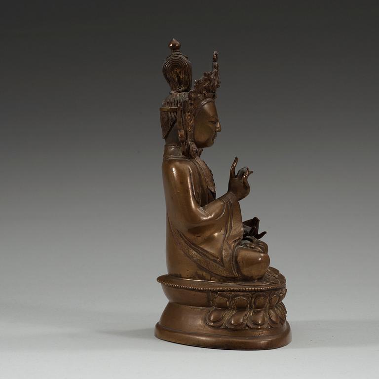 BODHISATTVA, patinerad brons. Sinotibetansk, 1700/1800-tal.