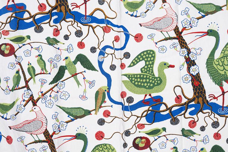 Josef Frank, gardiner, ett par, "Gröna fåglar", Firma Svenskt Tenn.