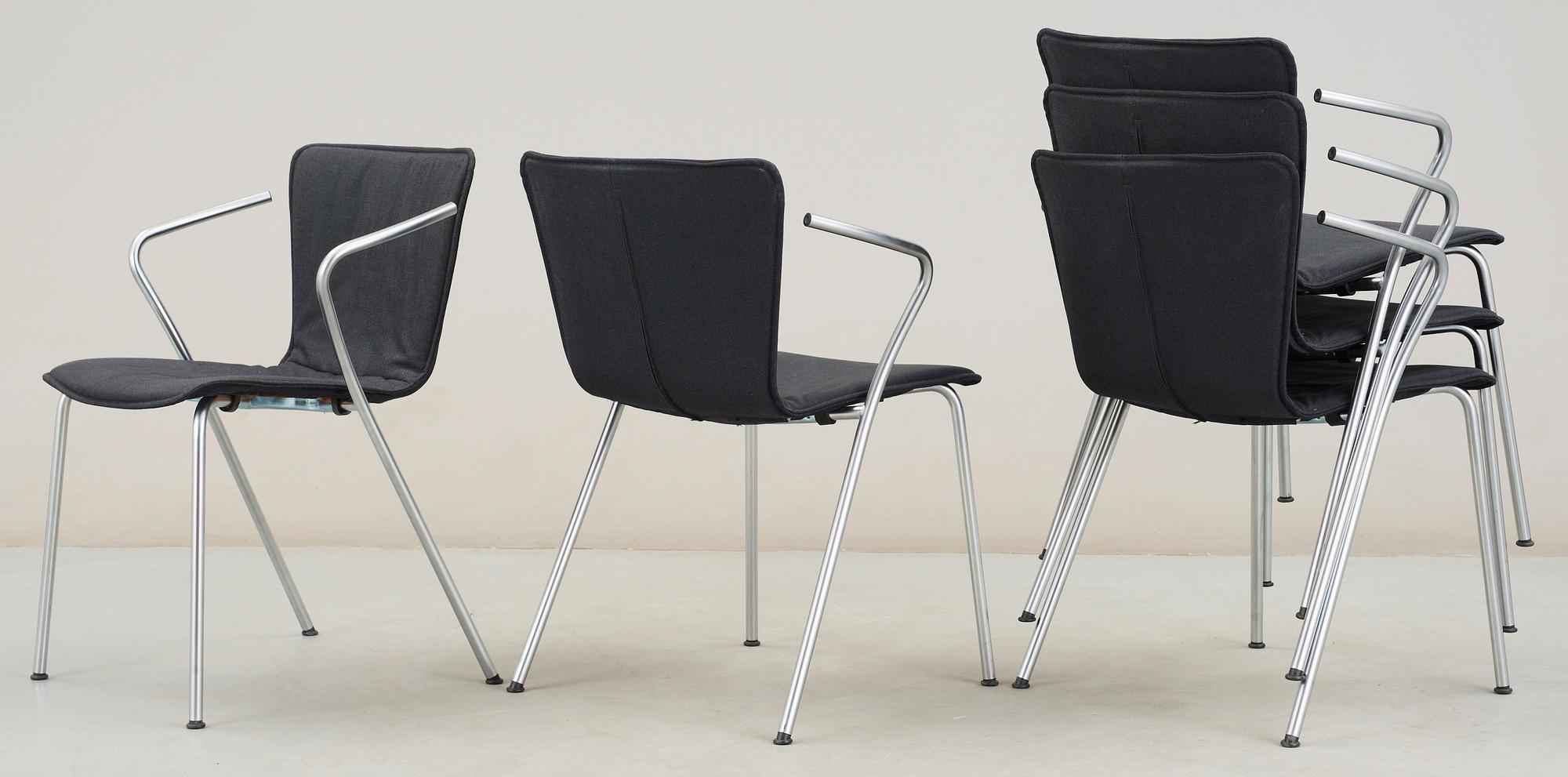 KARMSTOLAR, 5st, "Vico Duo", Vico Magistretti för Fritz Hansen, 2001.