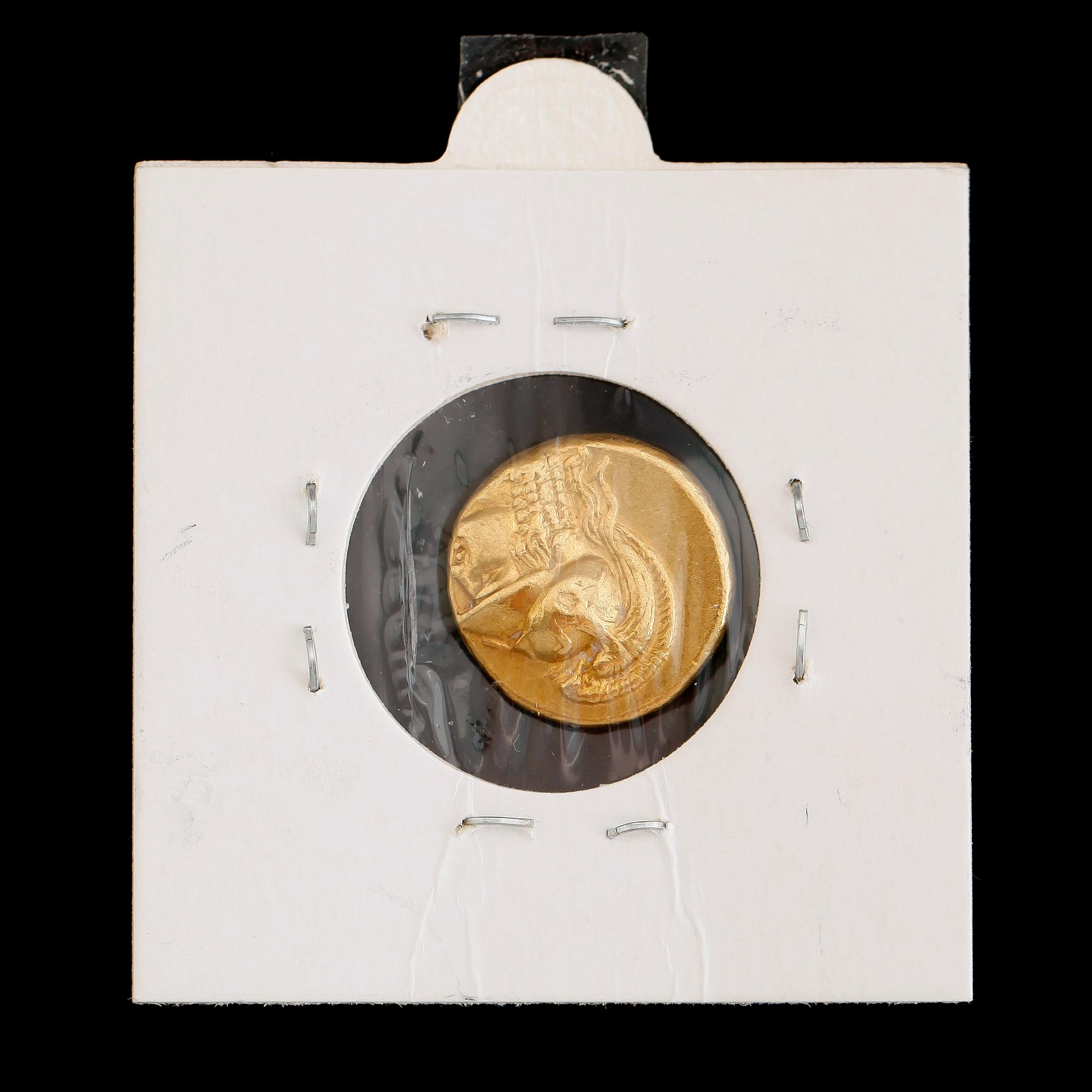 GULDMYNT, 1 stater, Alexander den Store, 336-323 frK. Vikt ca 9 gram.