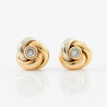 Cartier, earrings, a pair, "Trinity" 18K gold with round brilliant-cut diamonds.