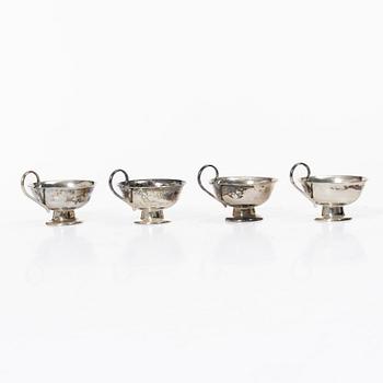 Punch mugs, 4 pcs, silver, Guldvaruhuset Aktiebolag, Stockholm 1949.