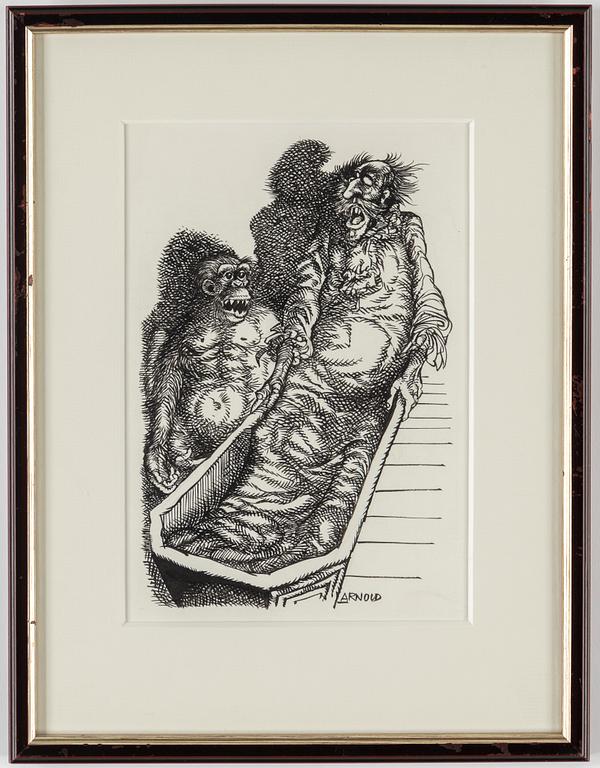 HANS ARNOLD, tusch, signerad.