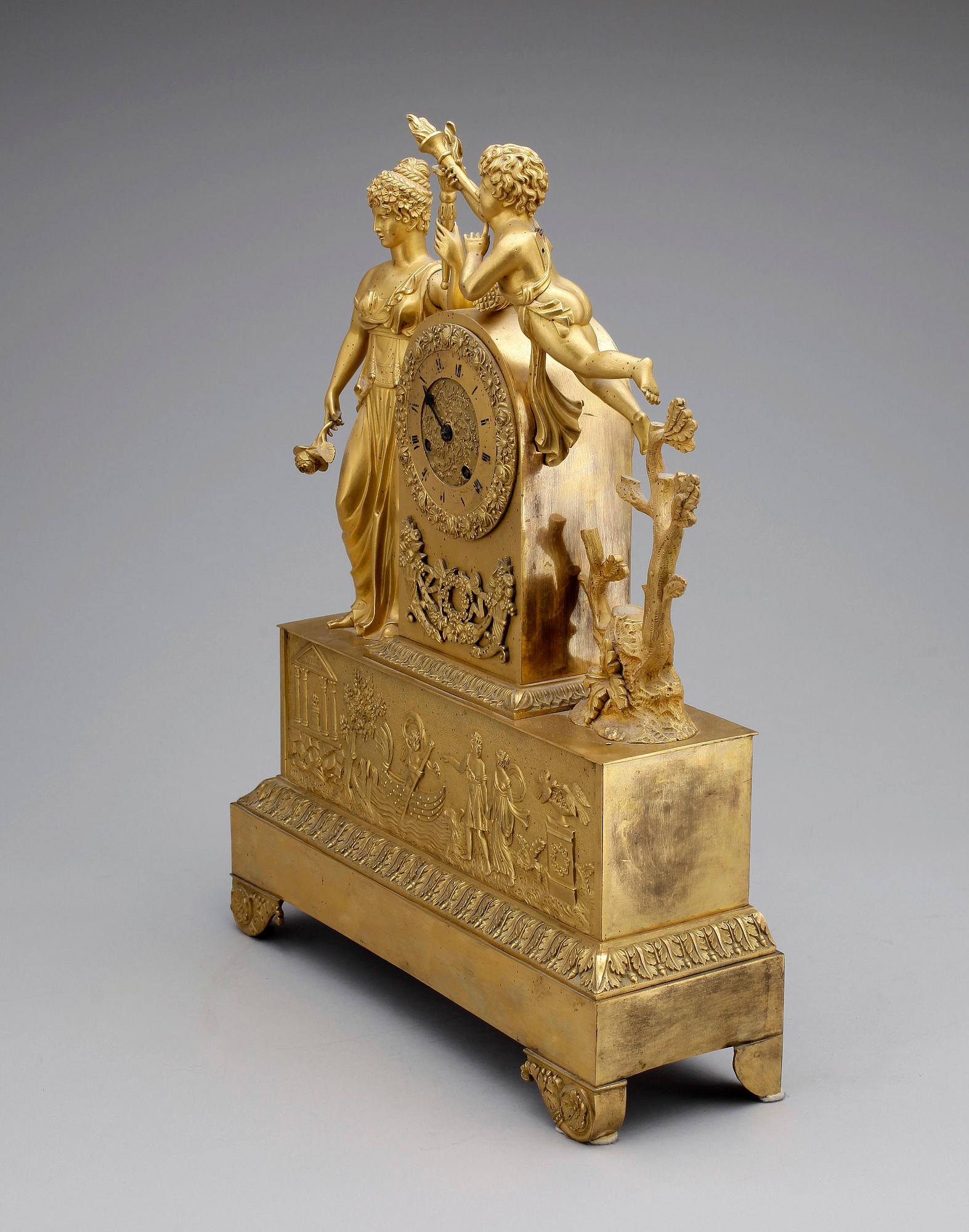 BORDSPENDYL, empire, delvis utplånad urmakarmärkning, Frankrike 1800-talets första hälft.