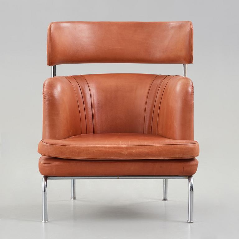 A Tommy Sundberg 'Sheraton' chromed tubular steel and leather easy chair, designed for Sheraton Hotel, Stockholm in 1971.