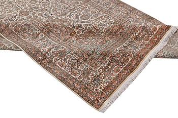 A carpet, silk Kashmir, ca 303 x 216 cm.