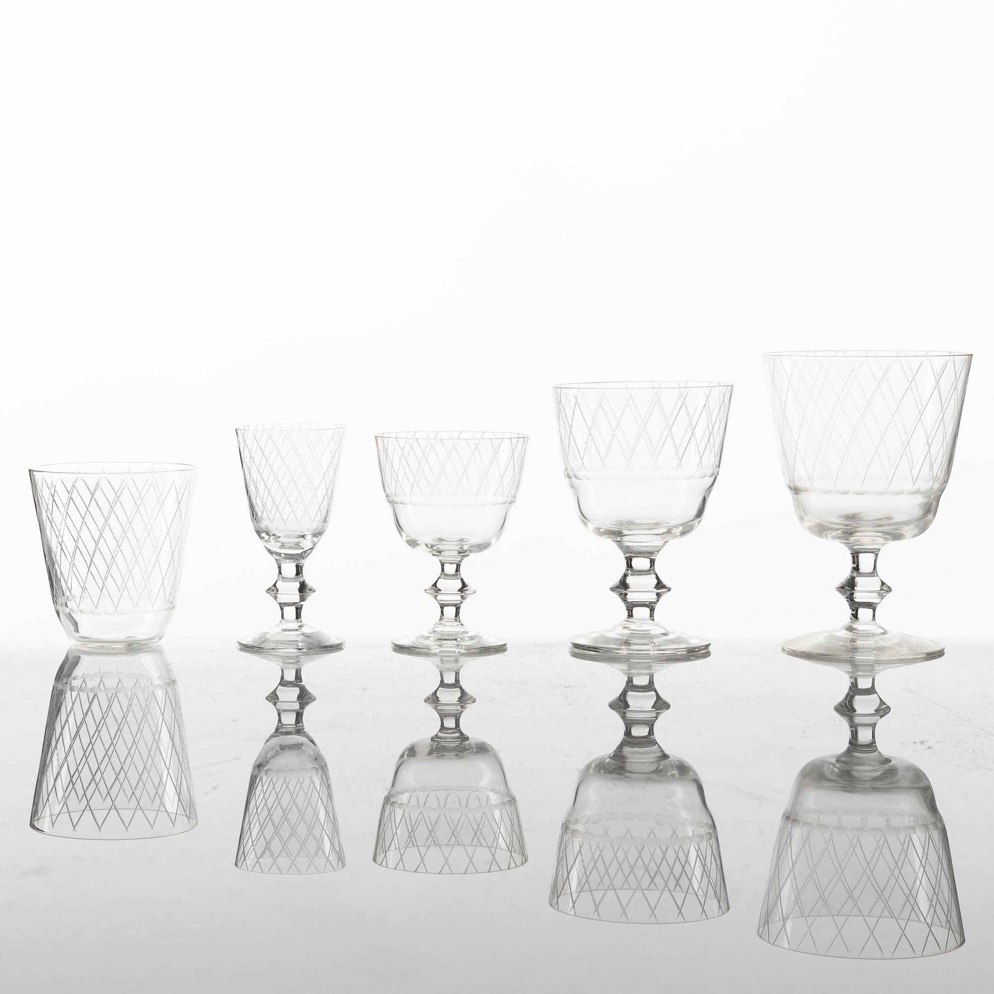 Vicke Lindstrand, a 46-piece 'Sickan' glass service from Kosta, Sweden.