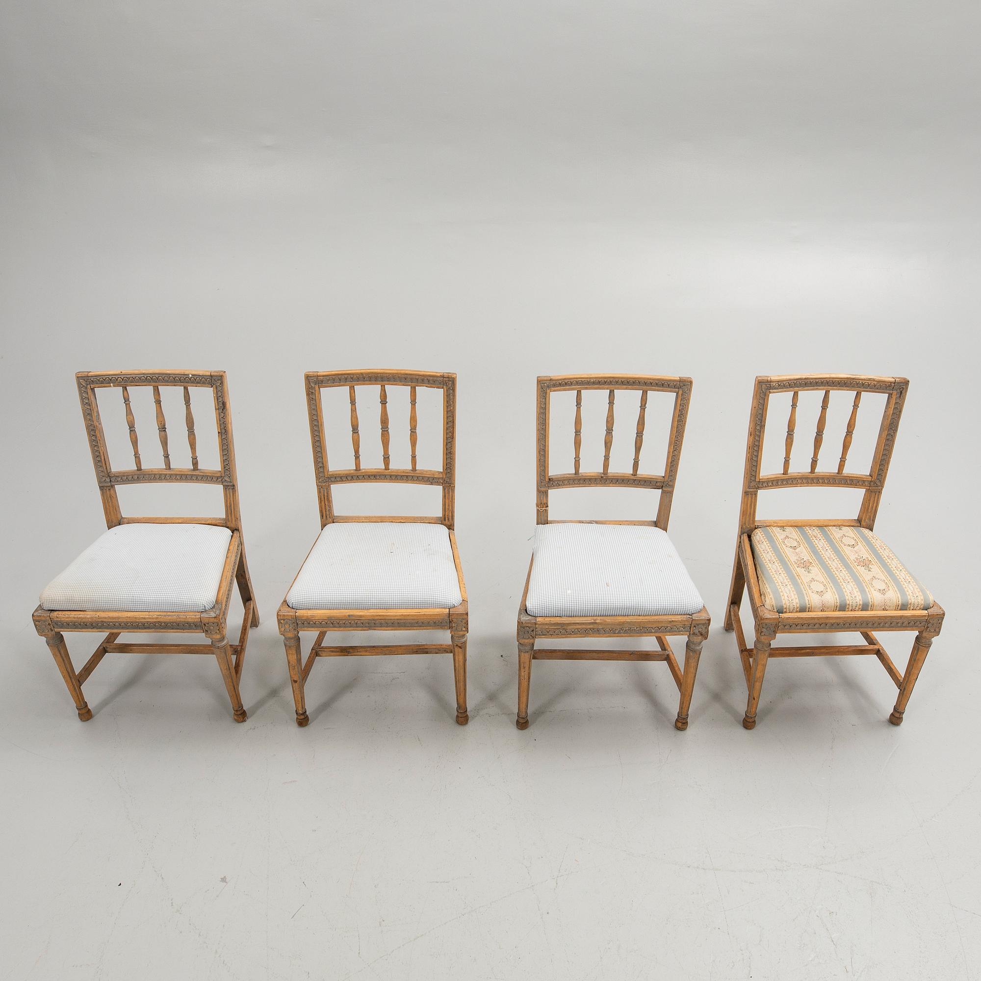 Chairs, 4 pcs, late Gustavian, 19th century.