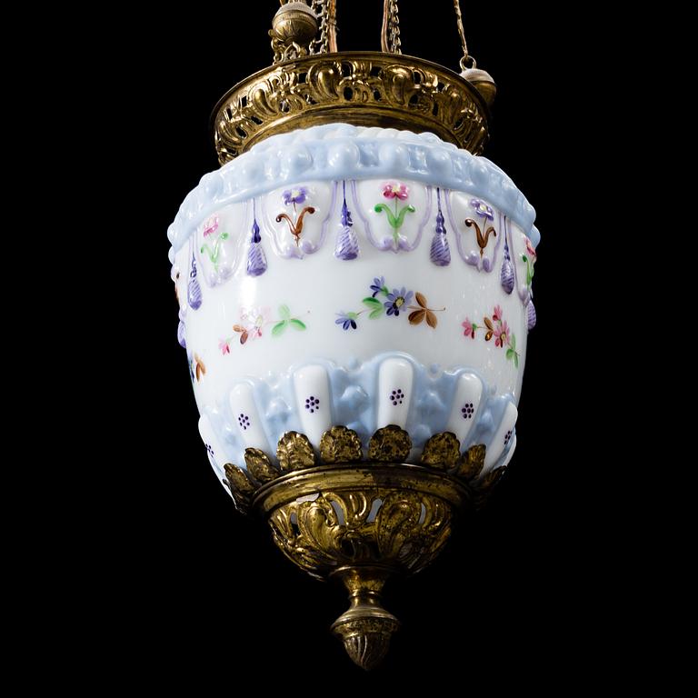 A glass ceiling lamp, late 19th Century.