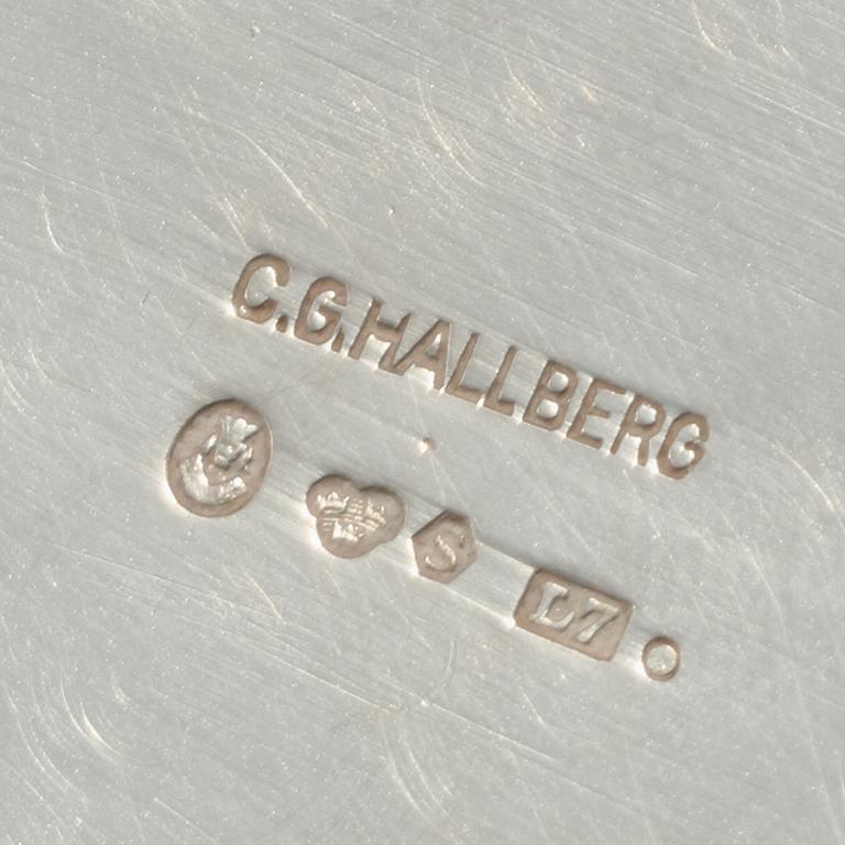 KAFFESERVIS, 3 delar, silver, C. G. Hallberg Stockholm, 1913, vikt 910g.