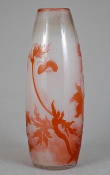 VAS, glas, firepolished. Emile Gallé, Nancy, Frankrike, 1900-talets början.