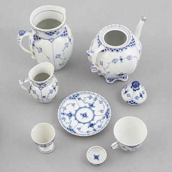 Royal Copenhagen, a 116-piece 'blue Fluted' porcelain dinner and coffee service, half lace, Denmark, mostly 1923-34.