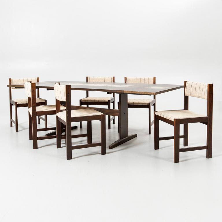 Poul H. Poulsen, dining set, 7 pieces, 1970s, Denmark.