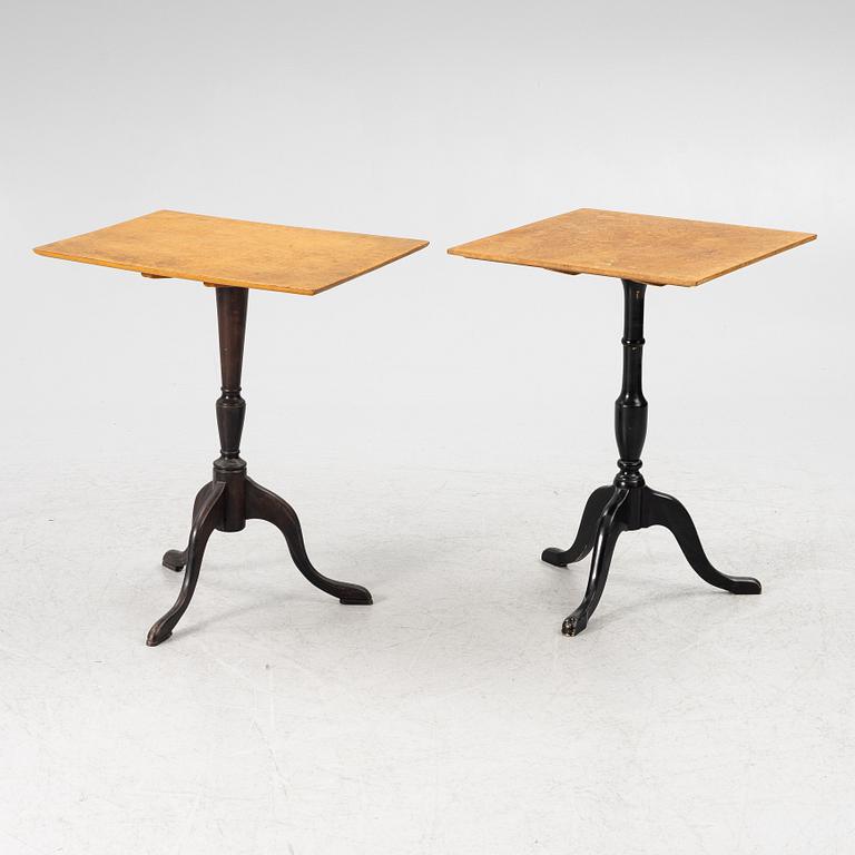 Tilt top tables, 2 pcs, 20th century.
