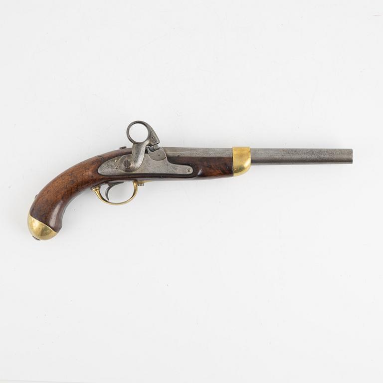 A Danish percussion pistol, 19th century.