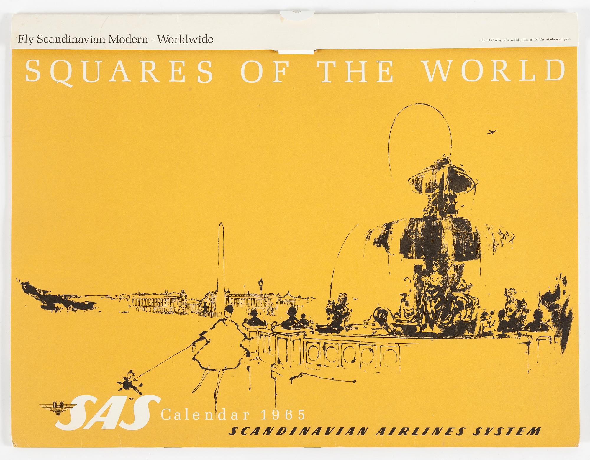 OTTO NIELSEN, kalender, SAS Scandinavian Airlines System, 1965.