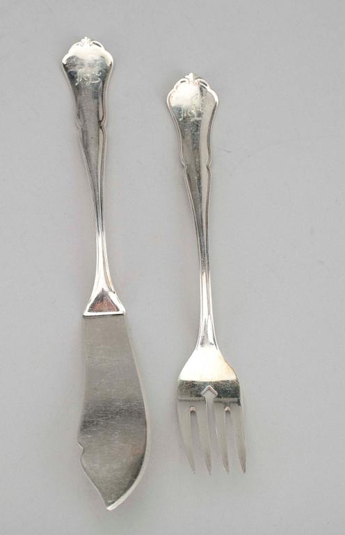 FISKBESTICK, 12+12, silver, Kultakeskus 1979. Tot. vikt ca 842,7 gr.