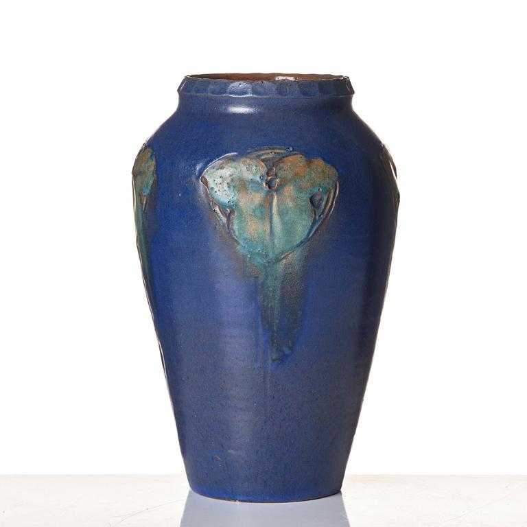 Hilma Persson-Hjelm, a glazed earthenware art nouveau vase, executed in her studio, Arvika 1918. No 6124.