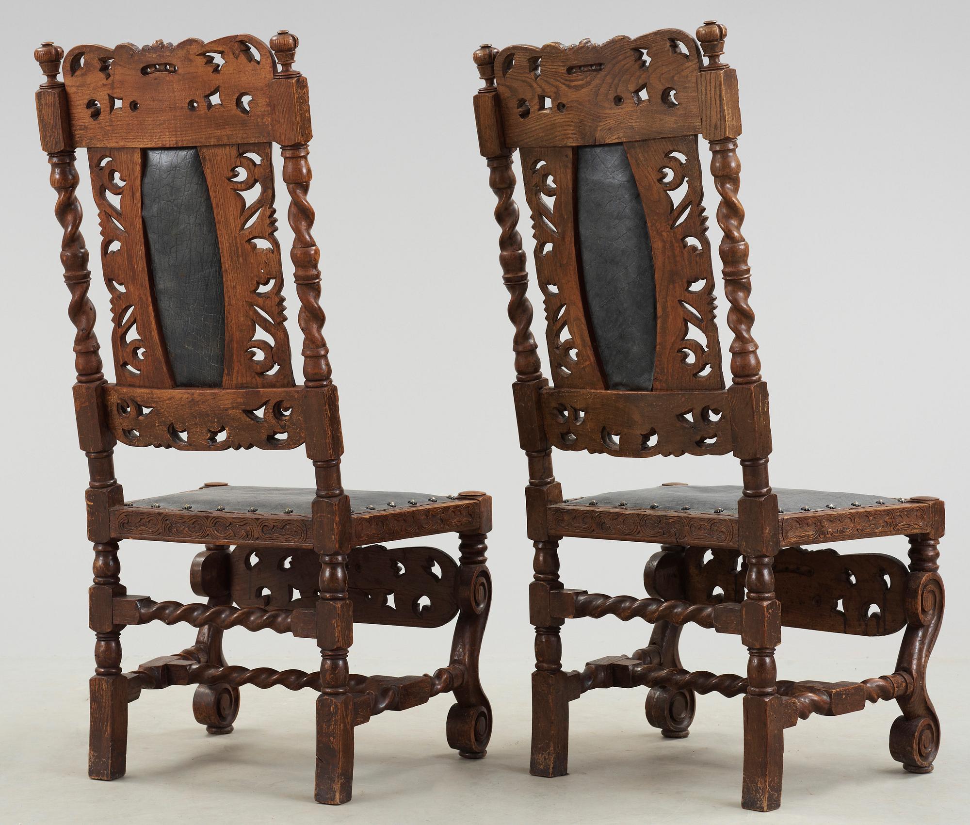 STOLAR, 2 st, barockstil, 1800/1900-tal.