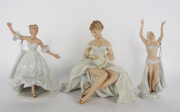 FIGURINER, 3 st, porslin, Wallendorf.