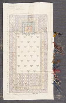 Lina Palmgren, a rug dated 1930, model for for Friends of Finnish Handicraft. Original sketch included.