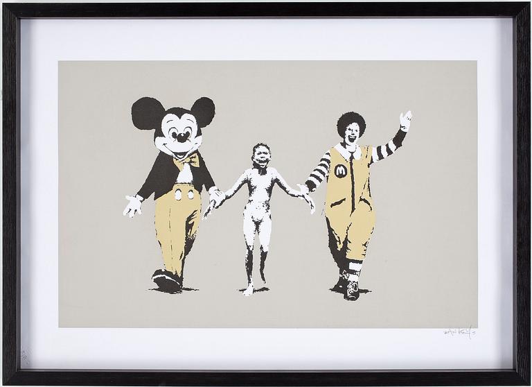 BANKSY, färgserigrafi, 2004, signerad 119/150. 37 x 58 cm.