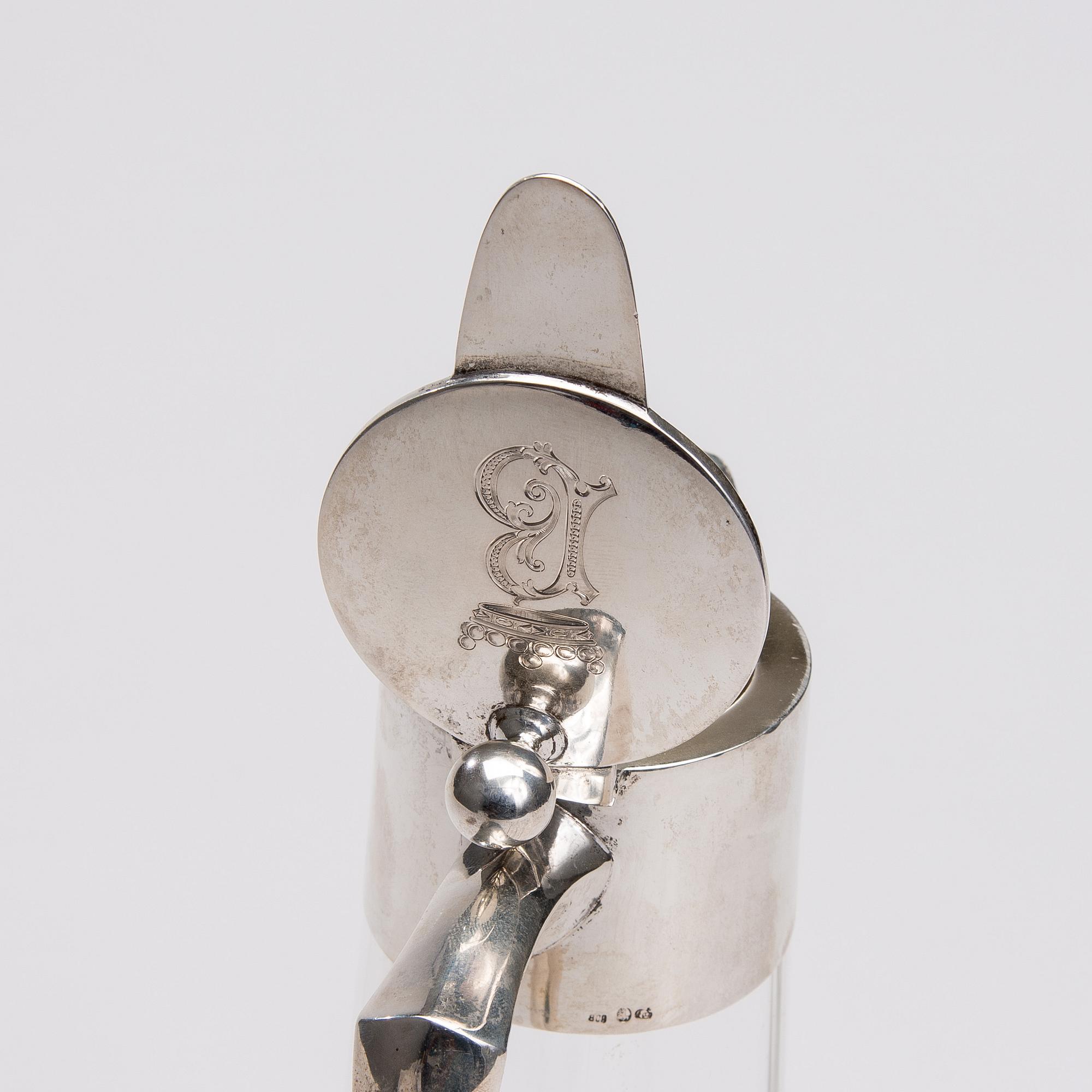 VINKANNA, silver och glas Tyskland ca 1900.