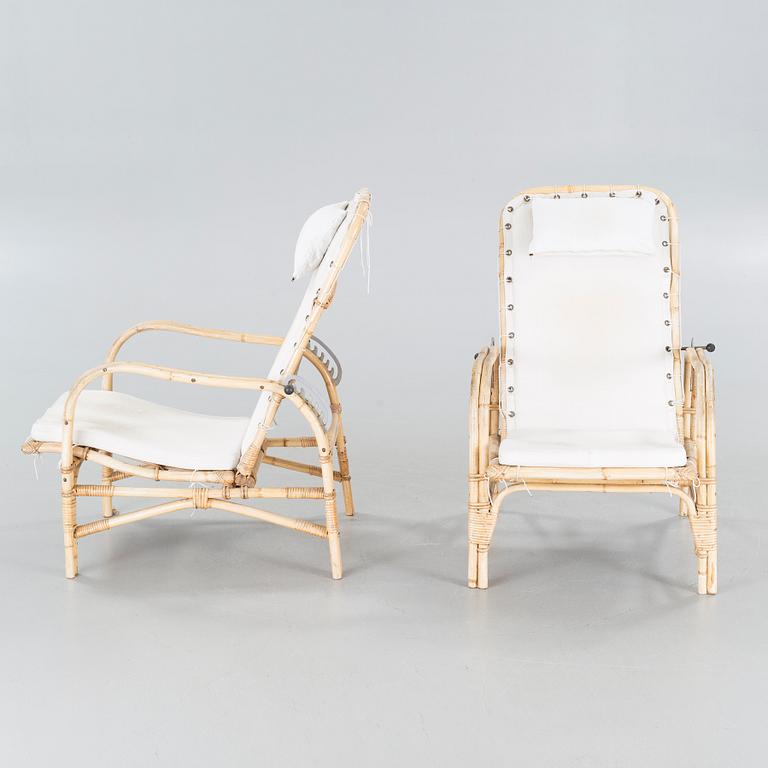 A pair of rattan armchairs from second half of the 20th century.