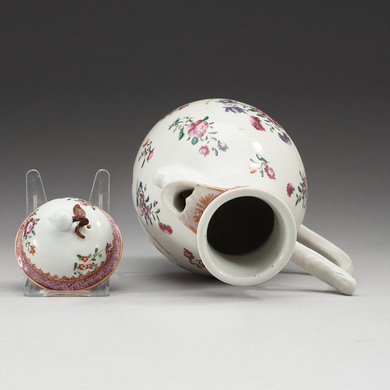 A famille rose coffeepot with cover, Qing dynasty, Qianlong (1736-95).