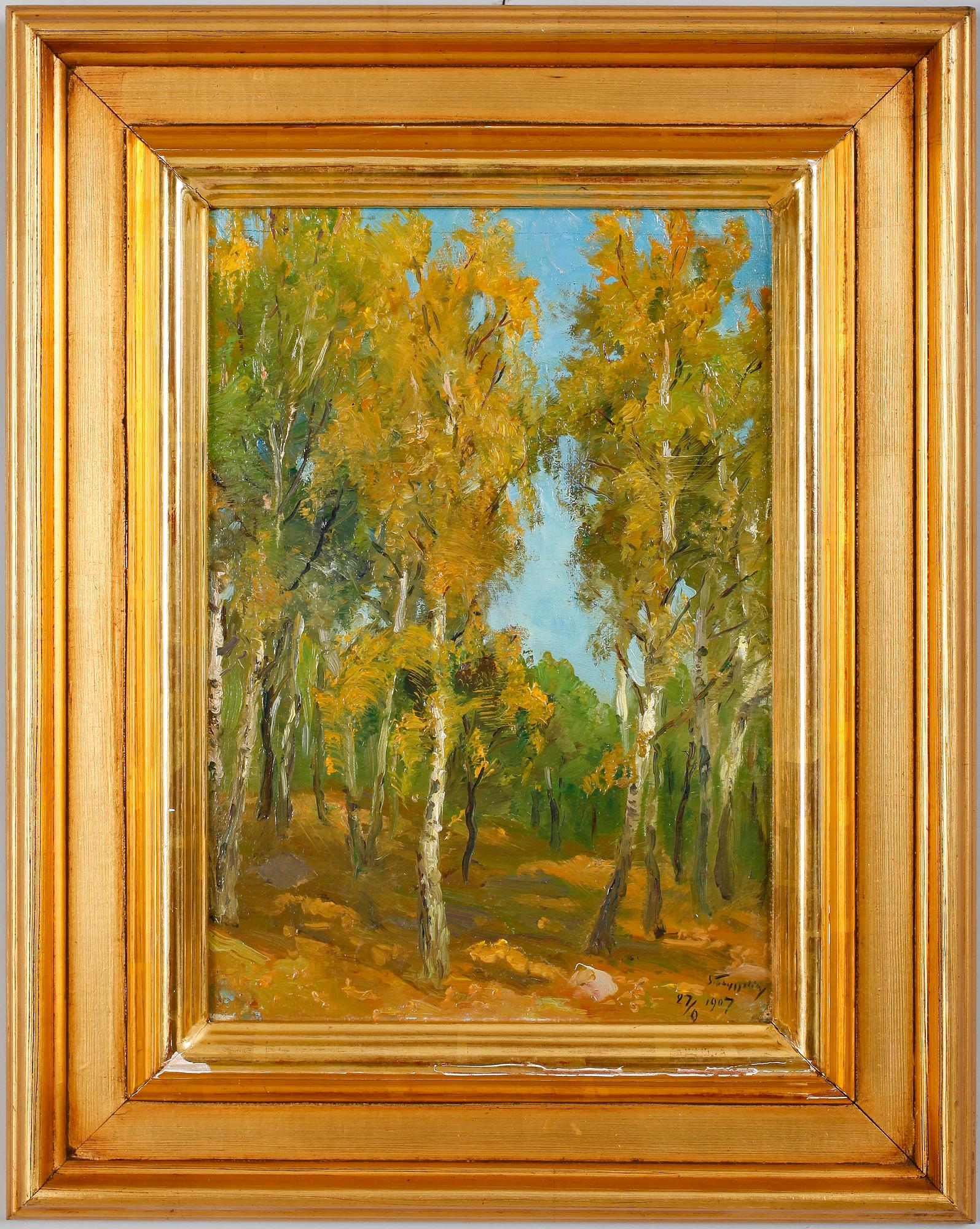 ERIK TRYGGELIN, olja på pannå, signerad och daterad 1907.