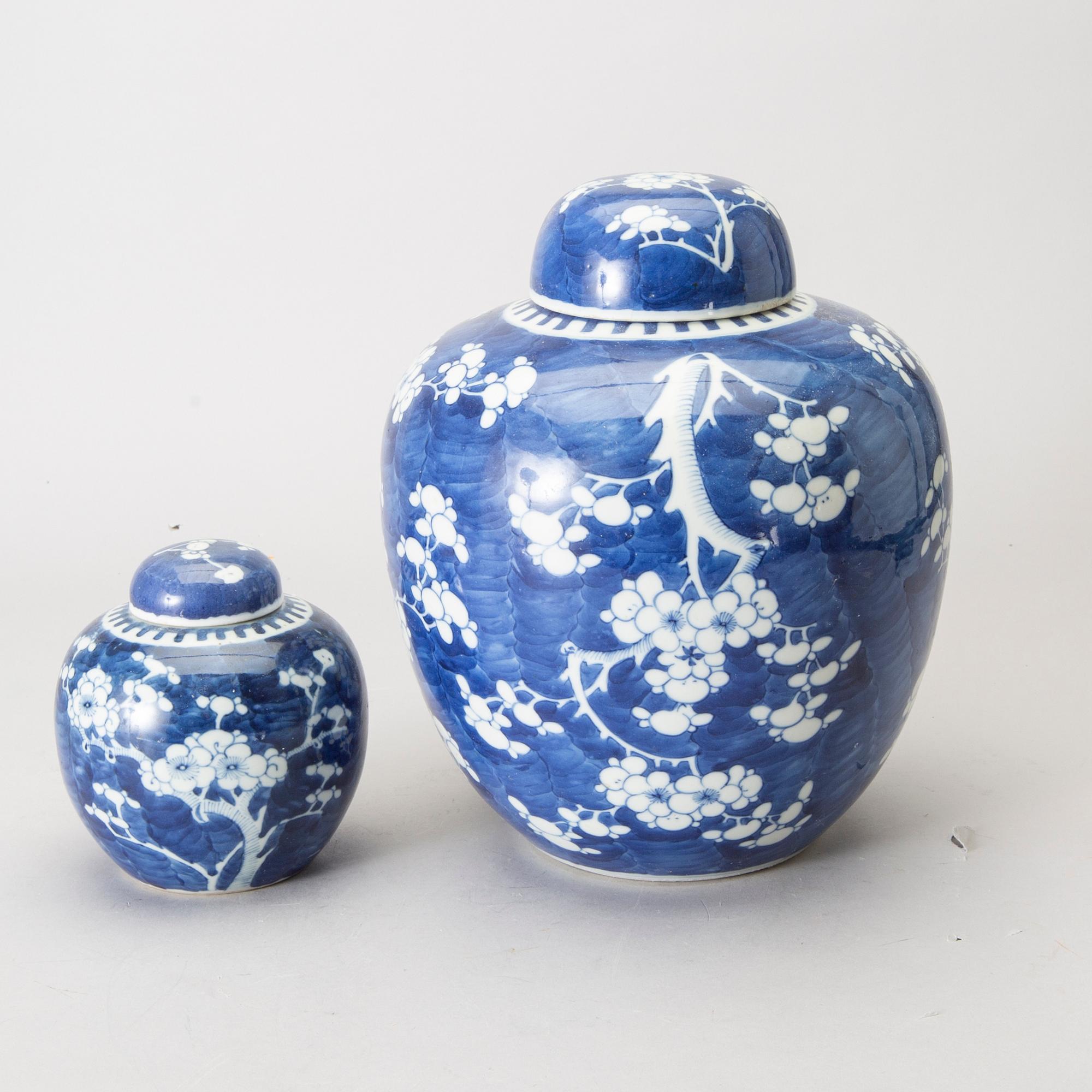 Two blue and white jars, China, 20th Century.