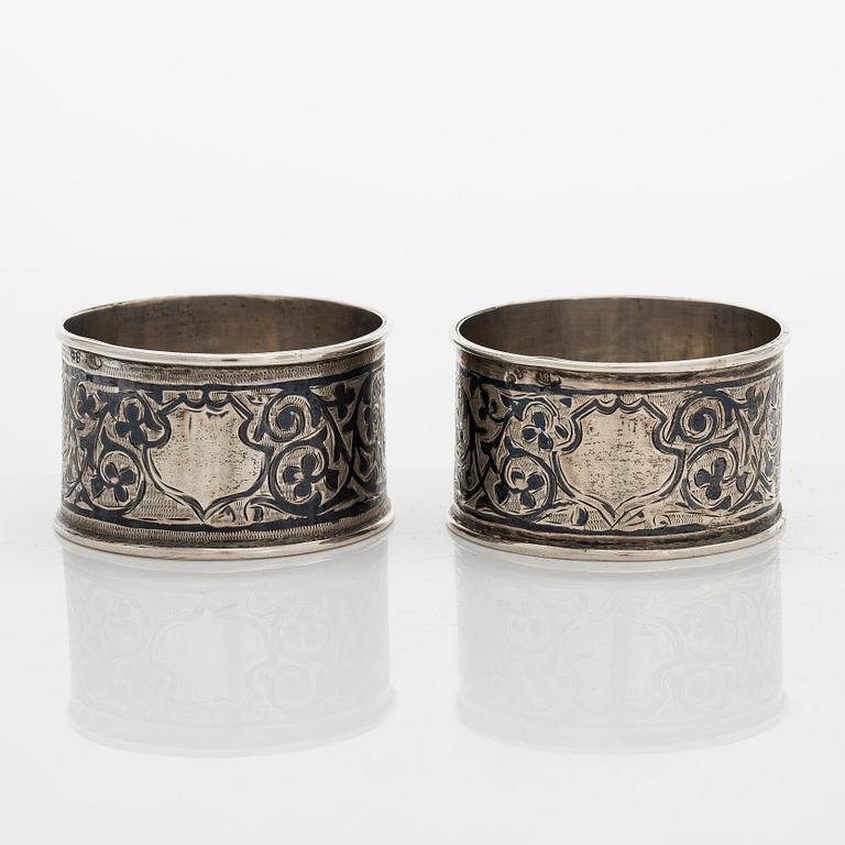 Lautasliinarenkaita, pari, hopea, niello, Kiova 1908-1926.