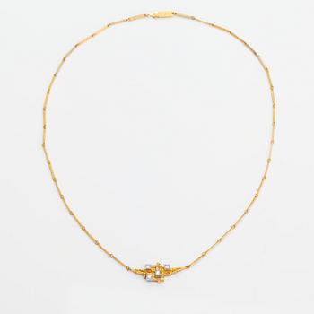Björn Weckström, An 18K gold necklace "Pointy mountains" with brilliant-cut diamonds ca. 0.25 ct in total. Lapponia 1983.