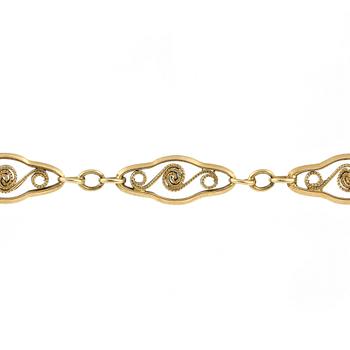 COLLIER, ARMBAND samt ÖRHÄNGE, 1+1+1, 14 K guld. Totalvikt ca 11 gram.