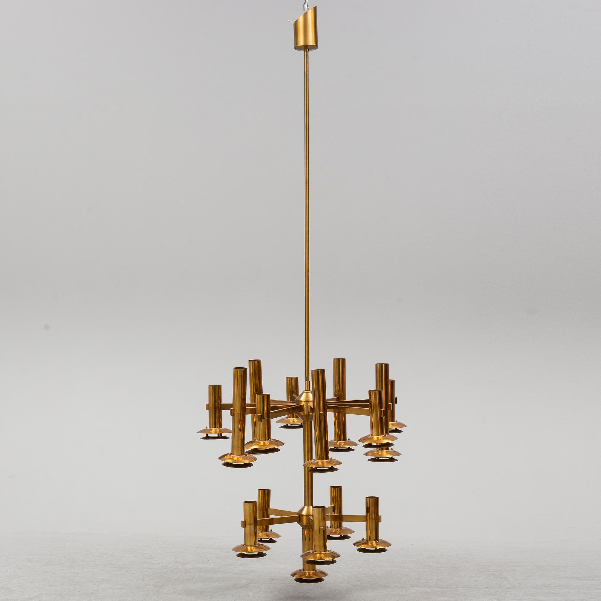 A brass ceiling light by Holger Johansson, Westal.