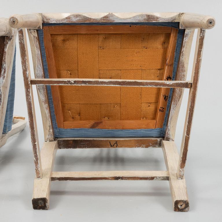 Stolar, elva stycken, Gustavianska samt Gustaviansk stil, 1700-talets slut — sent 1900-tal.