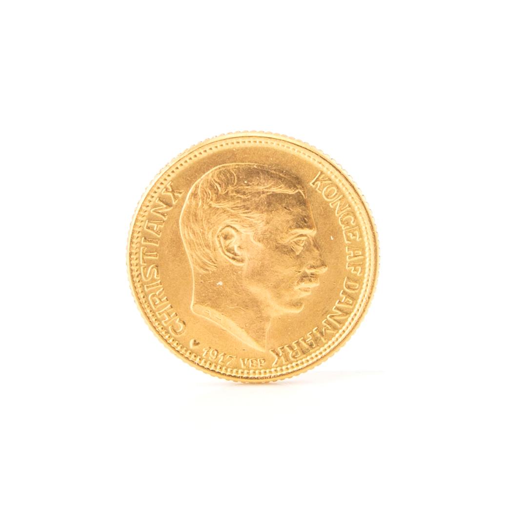 Guldmynt 10 kr Christian X, Danmark 1917.