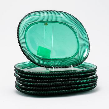 Seven lobster plates in glass by Arthur Percy, Reijmyre/Gullaskruf, Svenskt Tenn.