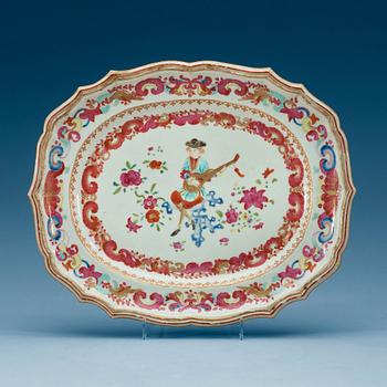 A famille rose 'European Subject' serving dish, Qing dynasty, Qianlong (1736-95).
