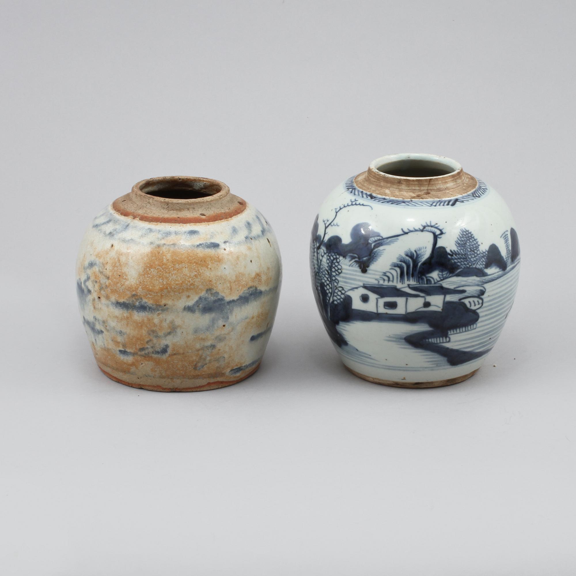 BOJANER, 2 st, porslin, Kina, 1800-tal.