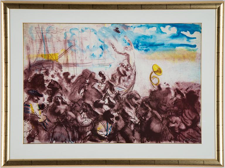 Peter Dahl, lithograph in colours, signed PT.