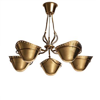 A Swedish Modern brass ceiling lamp, 1940-50's.