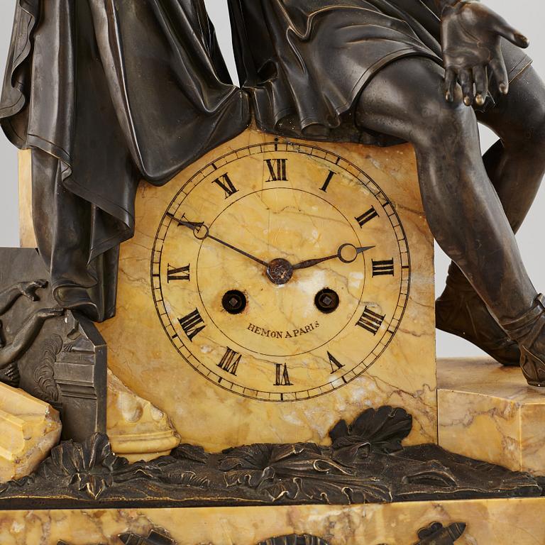 A mantle clock, marked Hemon a Paris, 19th Century.