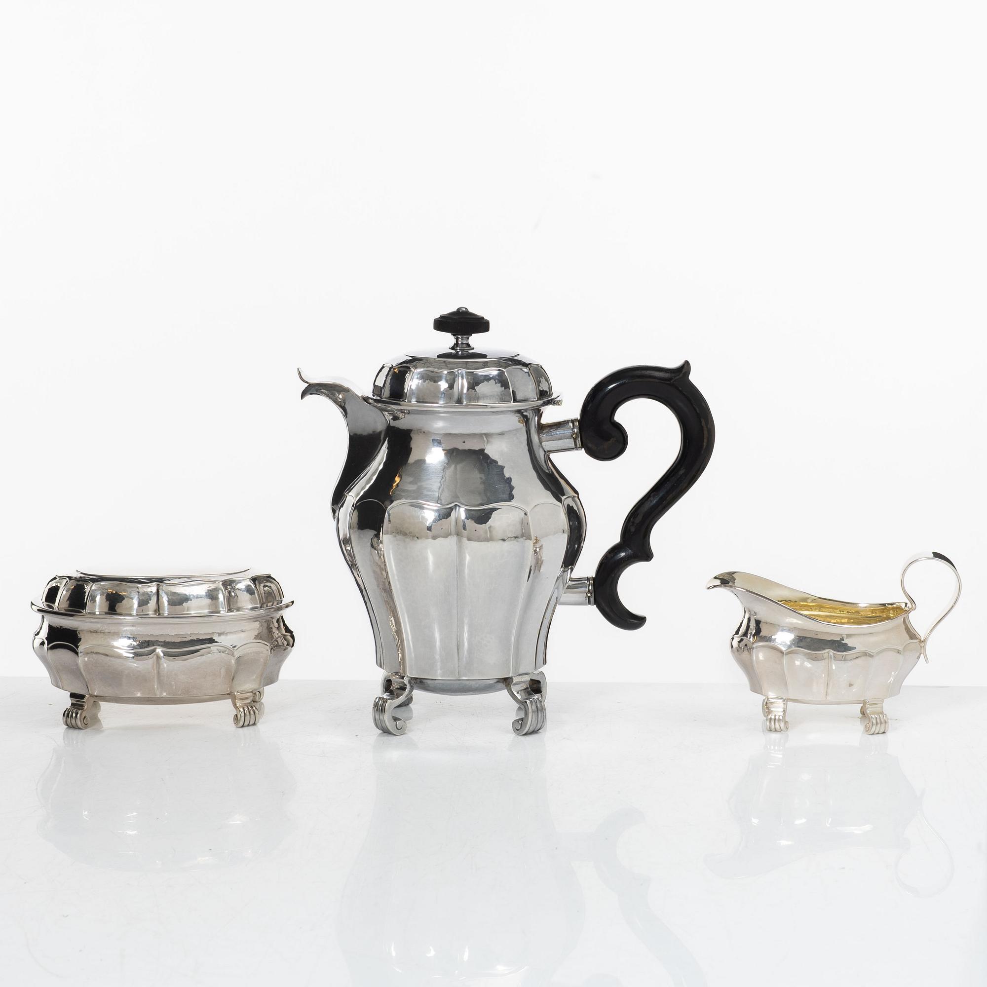 A three-piece silver coffee service, GAB, Stockholm, 1929-31.