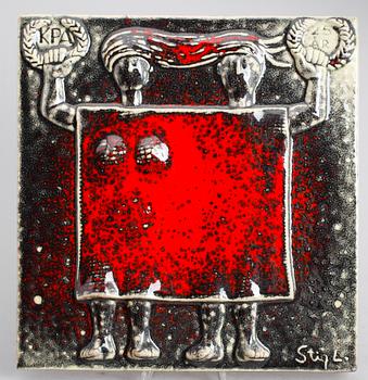 VÄGGRELIEF, stengods, Stig Lindberg, signerad.