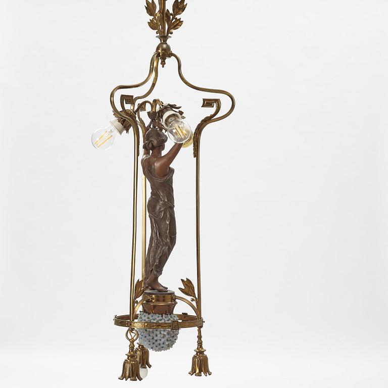 An Art Nouveau ceiling lamp, France, around 1900.